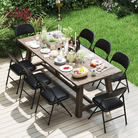 Folding Chairs Padded Party Chairs with Metal Frame-Black
