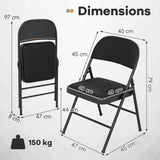Folding Chairs Padded Party Chairs with Metal Frame-Black