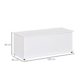 HOMCOM 113L Storage Chest, Storage Box with Flip-Top Lid and 2 Safety Hinges, Storage Trunk for Living Room, Entryway, 100 x 40 x 40 cm, White