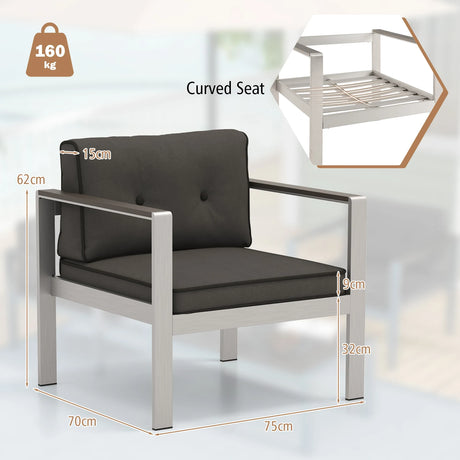 Contemporary Sofa Chair with WPC Armrests and Back Cushions
