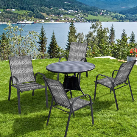 Set of 6 Outdoor PE Wicker Stackable Chairs  for Garden & Yard & Deck & Lawn