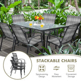 Set of 6 Outdoor PE Wicker Stackable Chairs  for Garden & Yard & Deck & Lawn