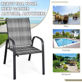 Set of 6 Outdoor PE Wicker Stackable Chairs  for Garden & Yard & Deck & Lawn