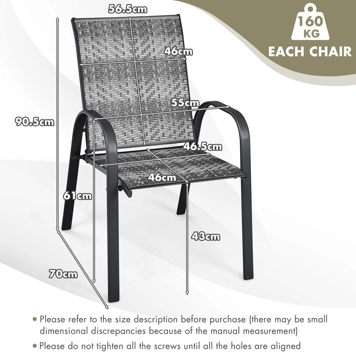 Set of 6 Outdoor PE Wicker Stackable Chairs  for Garden & Yard & Deck & Lawn