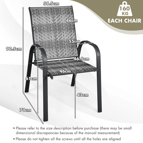 Set of 6 Outdoor PE Wicker Stackable Chairs  for Garden & Yard & Deck & Lawn