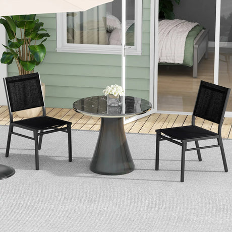 Outdoor Dining Chairs with Breathable Seat and Backrest for Backyard Porch Poolside-1 Piece