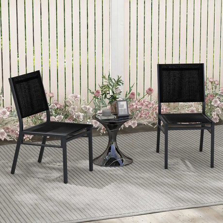 Outdoor Dining Chairs with Breathable Seat and Backrest for Backyard Porch Poolside-1 Piece