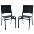 Outdoor Dining Chairs with Breathable Seat and Backrest for Backyard Porch Poolside-Set of 2