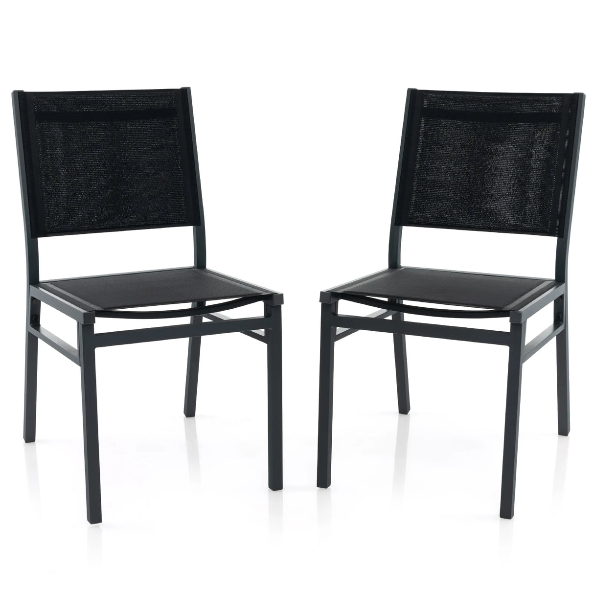 Outdoor Dining Chairs with Breathable Seat and Backrest for Backyard Porch Poolside-Set of 2