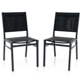 Outdoor Dining Chairs with Breathable Seat and Backrest for Backyard Porch Poolside-Set of 2