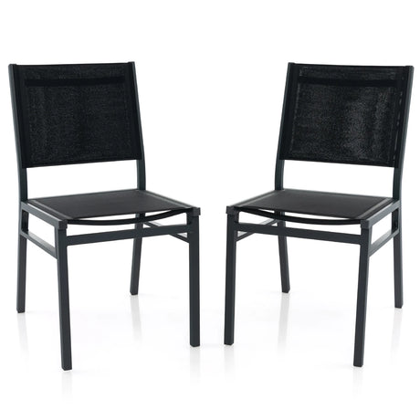 Outdoor Dining Chairs with Breathable Seat and Backrest for Backyard Porch Poolside-Set of 2