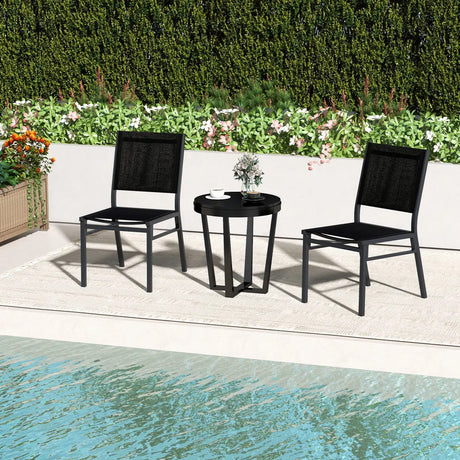 Outdoor Dining Chairs with Breathable Seat and Backrest for Backyard Porch Poolside-1 Piece