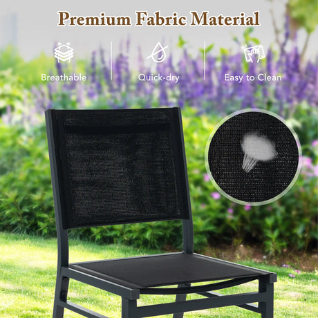 Outdoor Dining Chairs with Breathable Seat and Backrest for Backyard Porch Poolside-Set of 2