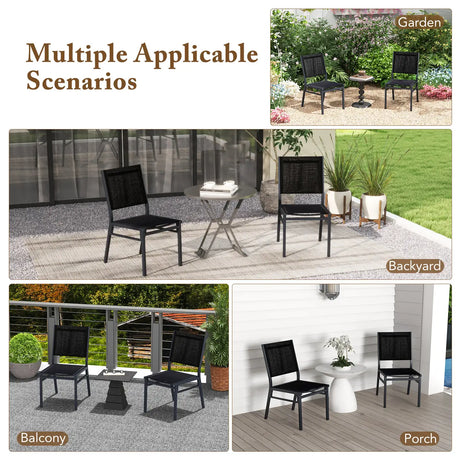 Outdoor Dining Chairs with Breathable Seat and Backrest for Backyard Porch Poolside-1 Piece