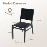 Outdoor Dining Chairs with Breathable Seat and Backrest for Backyard Porch Poolside-Set of 2