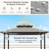 3-Piece Patio Bar Set with Metal Storage Shelves and Glass Holders-Grey