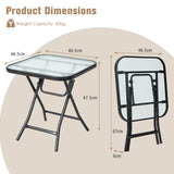 Folding Coffee Table with Tempered Glass Tabletop