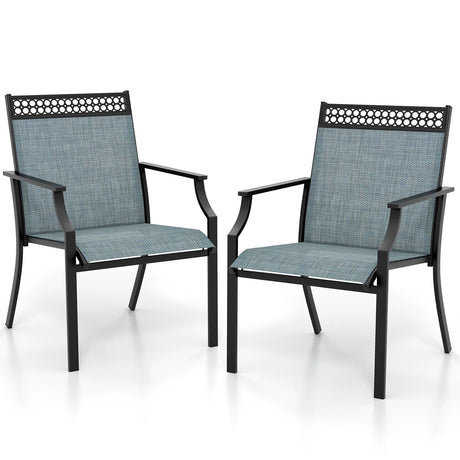 Patio Chairs Set of 2 with All Weather Breathable Fabric-Blue