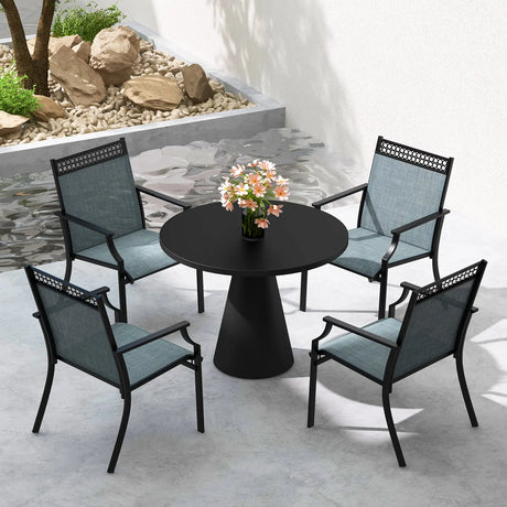 Patio Chairs Set of 2 with All Weather Breathable Fabric-Blue