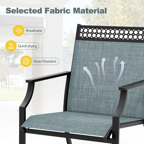 Patio Chairs Set of 2 with All Weather Breathable Fabric-Blue