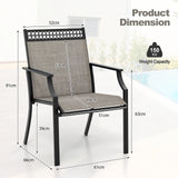 Patio Chairs Set of 2 with All Weather Breathable Fabric-Brown