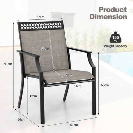 Patio Chairs Set of 2 with All Weather Breathable Fabric-Brown