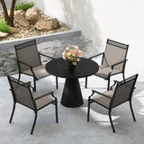 Patio Chairs Set of 2 with All Weather Breathable Fabric-Brown
