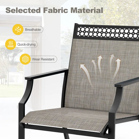 Patio Chairs Set of 2 with All Weather Breathable Fabric-Brown