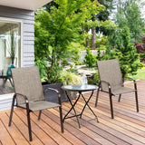 2 Pieces Patio Outdoor Dining Chair with Armrest-Gray