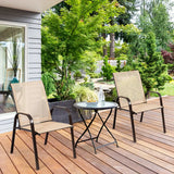 2 Pieces Patio Outdoor Dining Chair with Armrest-Beige