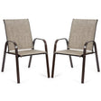 2 Pieces Patio Outdoor Dining Chair with Armrest-Gray