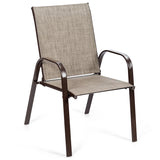 2 Pieces Patio Outdoor Dining Chair with Armrest-Gray