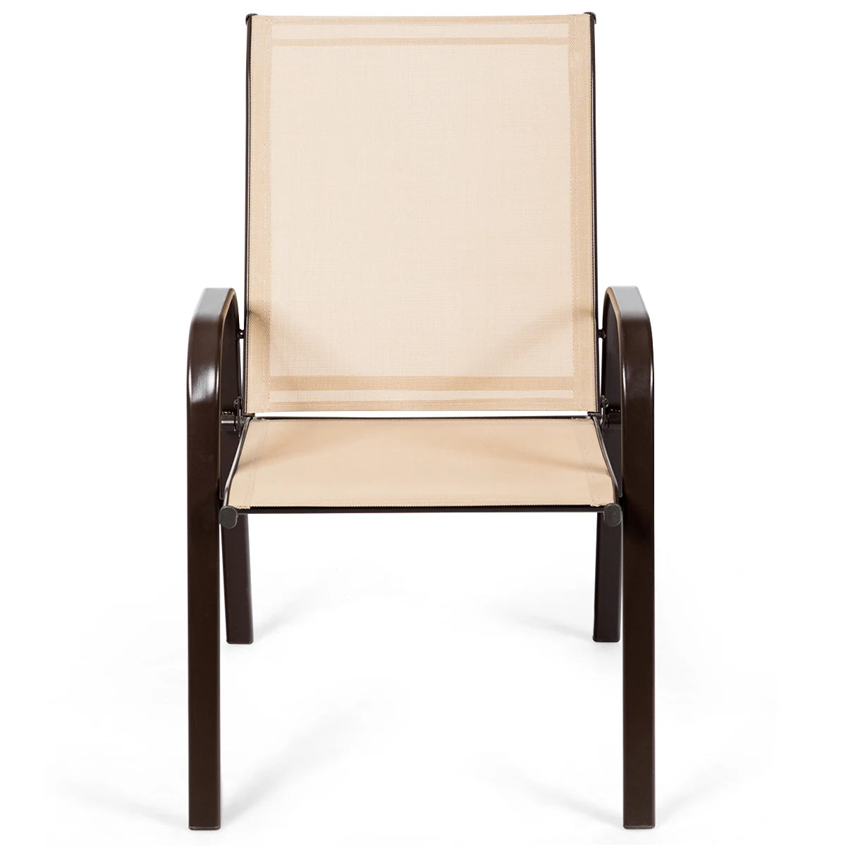2 Pieces Patio Outdoor Dining Chair with Armrest-Beige