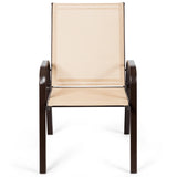 2 Pieces Patio Outdoor Dining Chair with Armrest-Beige