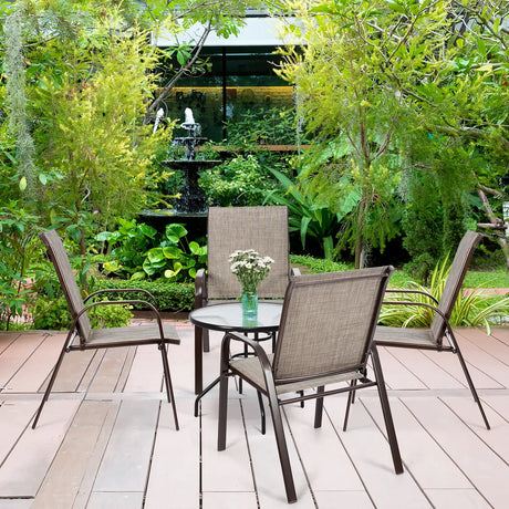 2 Pieces Patio Outdoor Dining Chair with Armrest-Gray