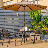 Set of 2 Patio Dining Chairs with Curved Armrests and Reinforced Steel Frame