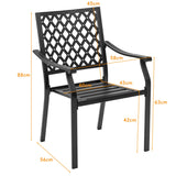 Set of 2 Patio Dining Chairs with Curved Armrests and Reinforced Steel Frame