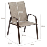 2 Pieces Patio Outdoor Dining Chair with Armrest-Gray