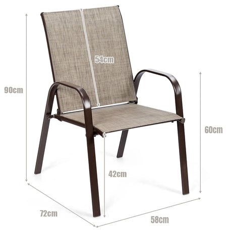 2 Pieces Patio Outdoor Dining Chair with Armrest-Gray