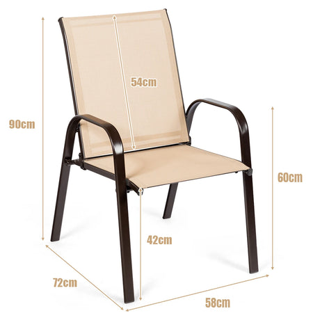 2 Pieces Patio Outdoor Dining Chair with Armrest-Beige