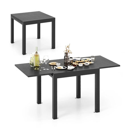 31.5 inches-63 inches Adjustable Patio Expandable Dining Table for 4-6 Person-Gray