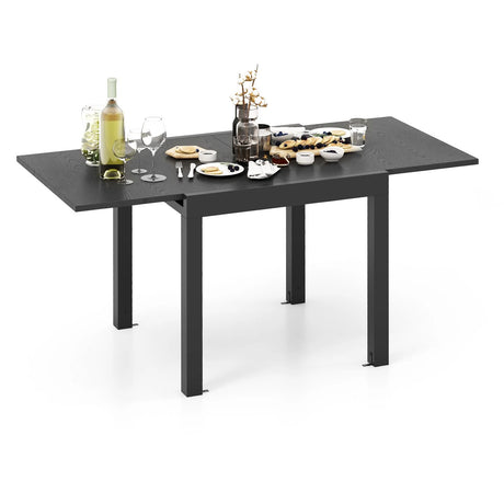 31.5 inches-63 inches Adjustable Patio Expandable Dining Table for 4-6 Person-Gray