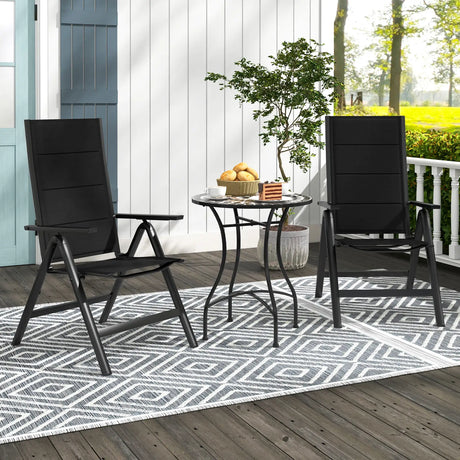 Outdoor Dining Chair with Soft Padded Seat and 7-Position Adjustable Backrest-Black