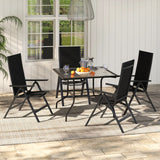 Outdoor Dining Chair with Soft Padded Seat and 7-Position Adjustable Backrest-Black