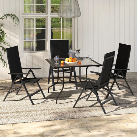Outdoor Dining Chair with Soft Padded Seat and 7-Position Adjustable Backrest-Black