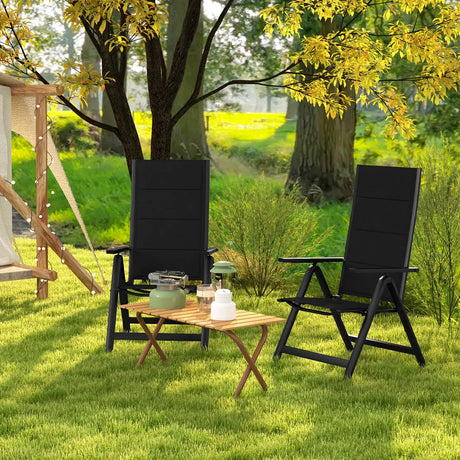 Outdoor Dining Chair with Soft Padded Seat and 7-Position Adjustable Backrest-Black