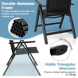 Outdoor Dining Chair with Soft Padded Seat and 7-Position Adjustable Backrest-Black