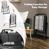 Set of 2 Patio Folding Sling Chairs Space-saving Dining Chair-Gray