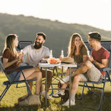 Patio Folding Chairs Set of 2 with Wide Armrests and 7-Level Backrest for Camping Backyard Garden-Grey
