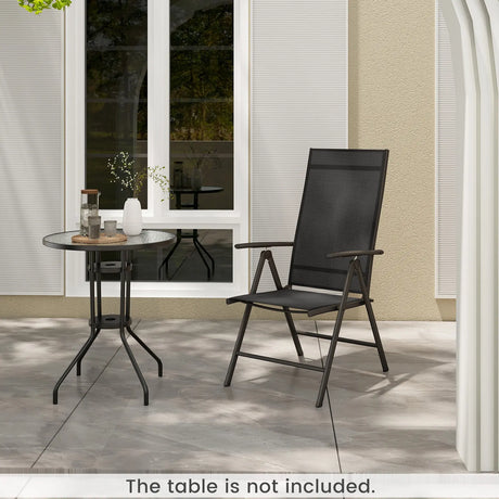 Patio Folding Dining Chairs Set of 2 with 7-Level Adjustable High Backrest-Black